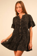 Load image into Gallery viewer, ND31579-Mineral Washed Baby Bell Sleeve Woven Mini Dress
