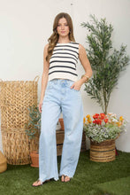 Load image into Gallery viewer, STRIPE BACK TIE SLEEVELESS KNIT SWEATER
