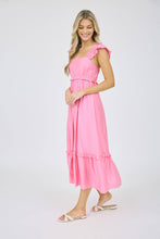 Load image into Gallery viewer, RUFFLE DETAIL EMPIRE WAIST SLEEVELESS MIDI DRESS
