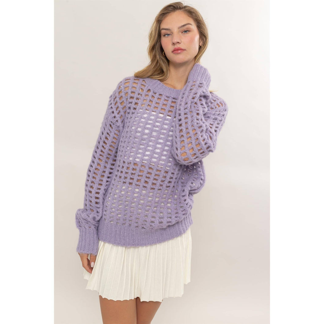 Open Stitch Long Sleeve Sweater