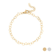 Load image into Gallery viewer, 18K Gold PVD Stainless Steel Linked Heart Chain Bracelet
