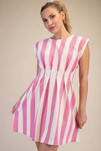 Load image into Gallery viewer, Round Neck Waist Pleated Mini Dress
