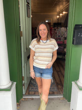 Load image into Gallery viewer, Stripe short sleeve knit sweater
