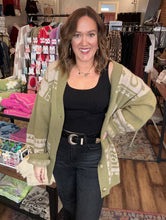 Load image into Gallery viewer, Olive western horse cardigan

