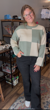 Load image into Gallery viewer, Sage checkerboard sweater
