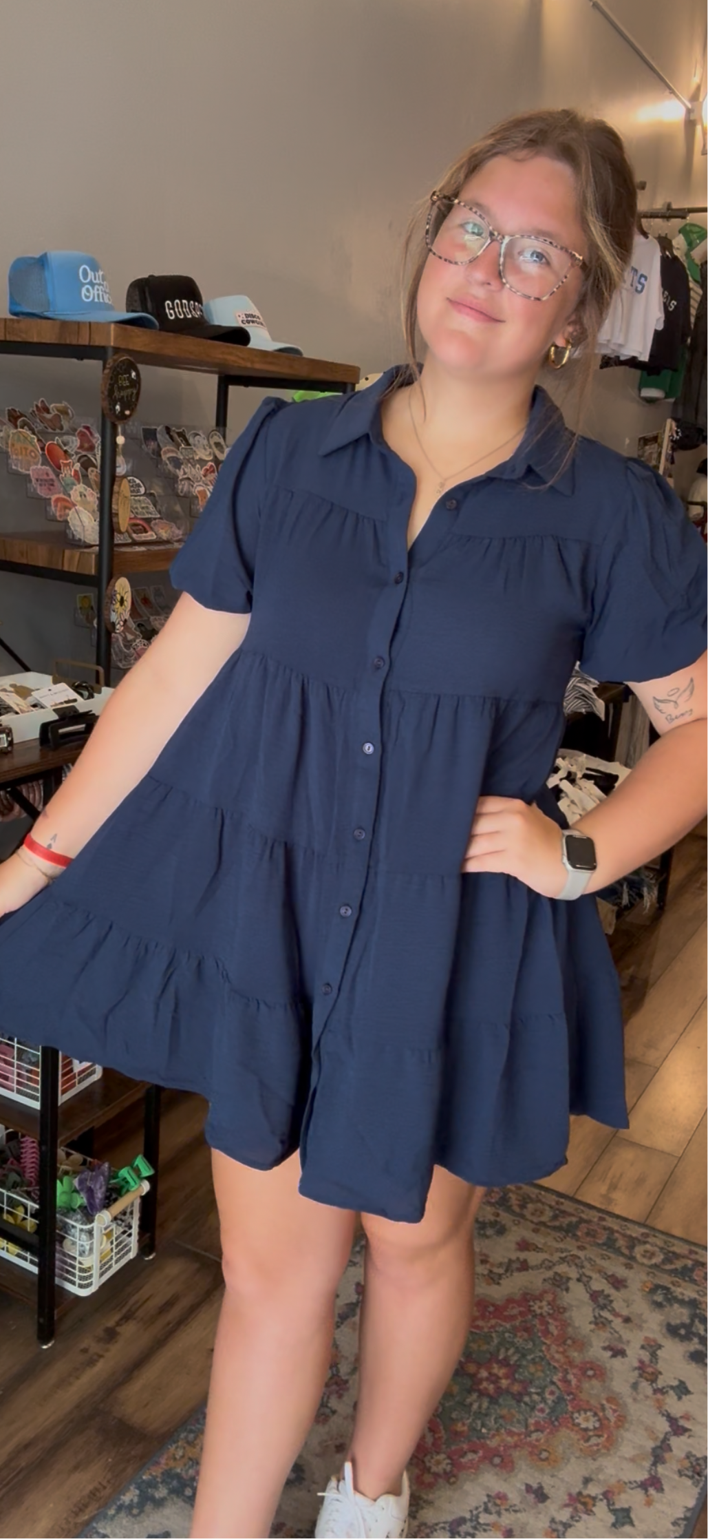 Navy tiered dress