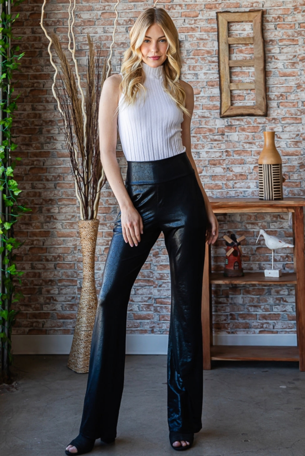 Snake print flare pants