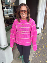 Load image into Gallery viewer, Fuschia textured knit sweater
