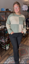 Load image into Gallery viewer, Sage checkerboard sweater
