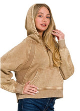 Load image into Gallery viewer, Half Zip Mineral wash hoodie

