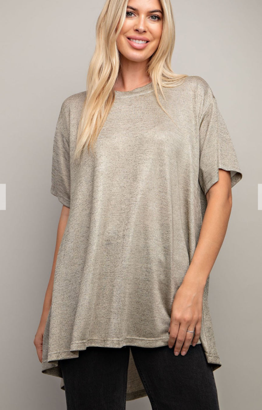 Taupe metallic top