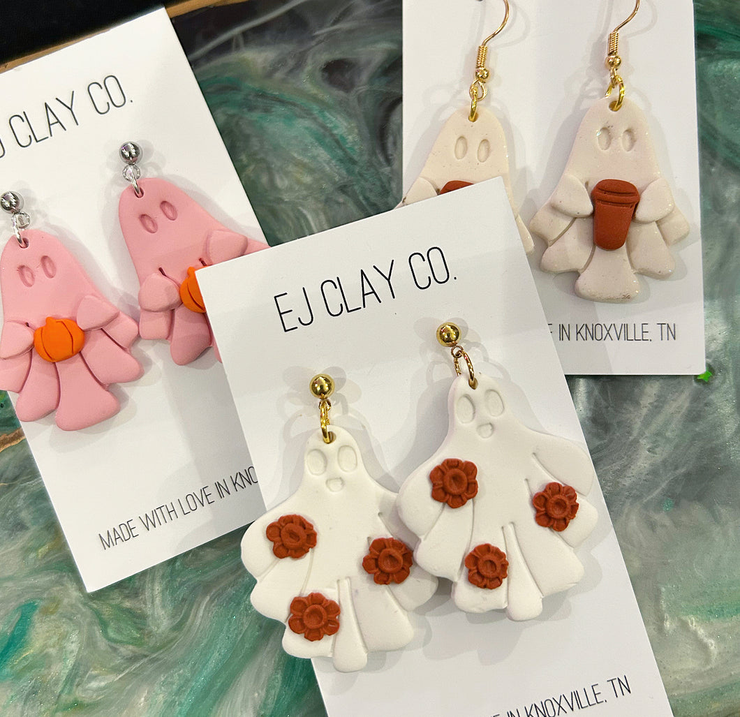 Ghostie clay earrings EJ
