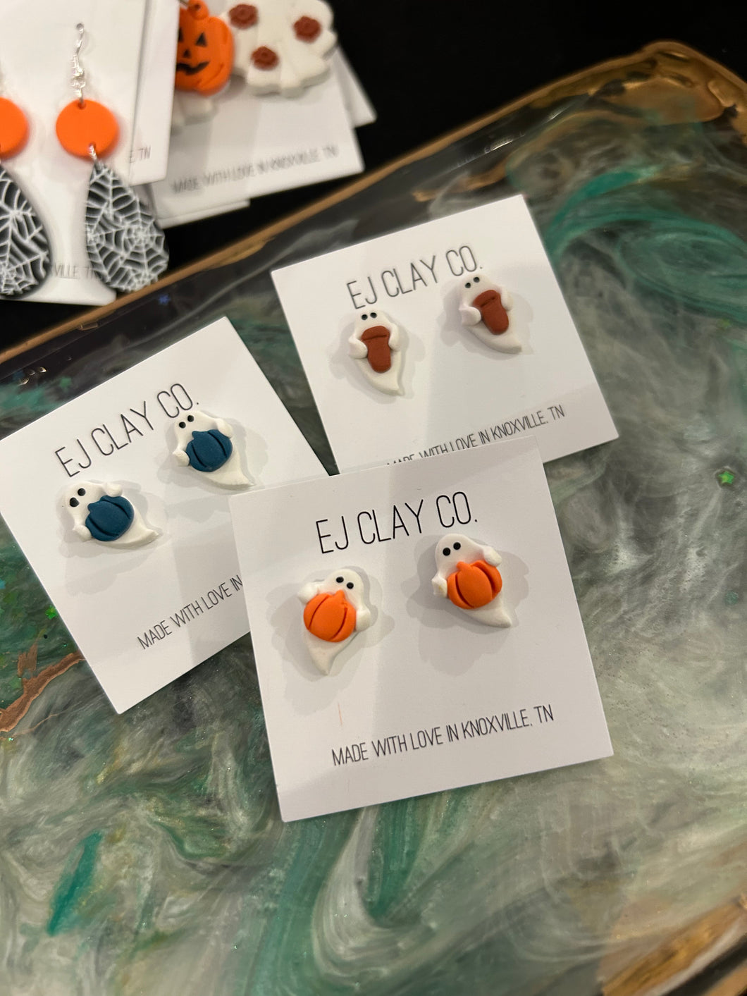 Ghostie pumpkin studs