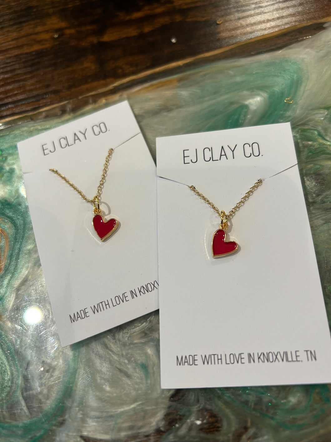Enamel heart necklace