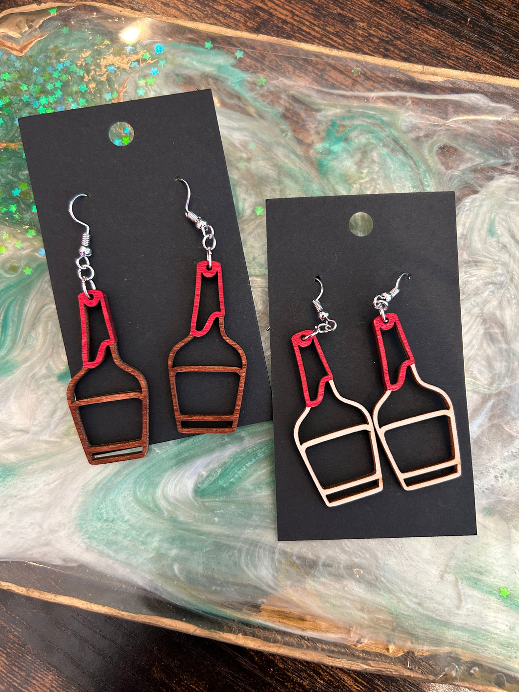 Bourbon bottle earrings