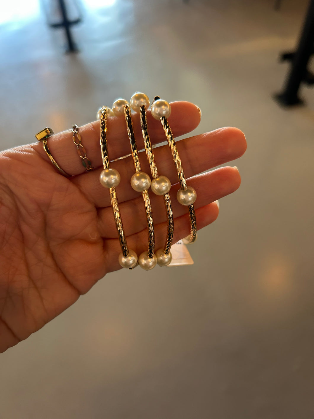 Gold/pearl water resistant bracelets