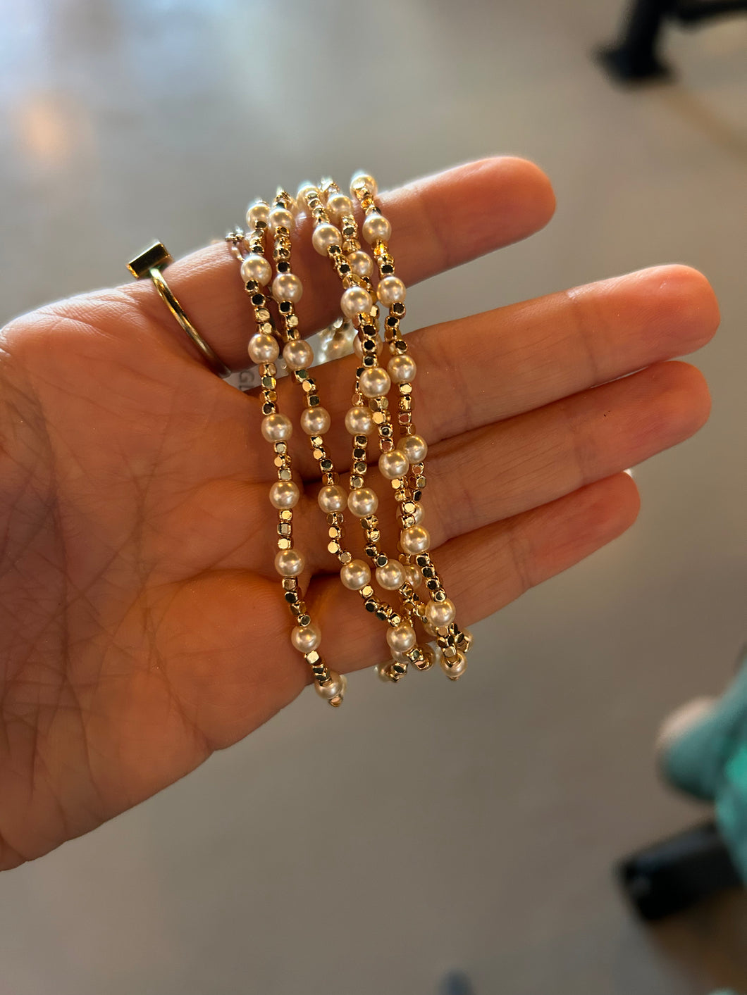 Gold/pearl beaded bracelets