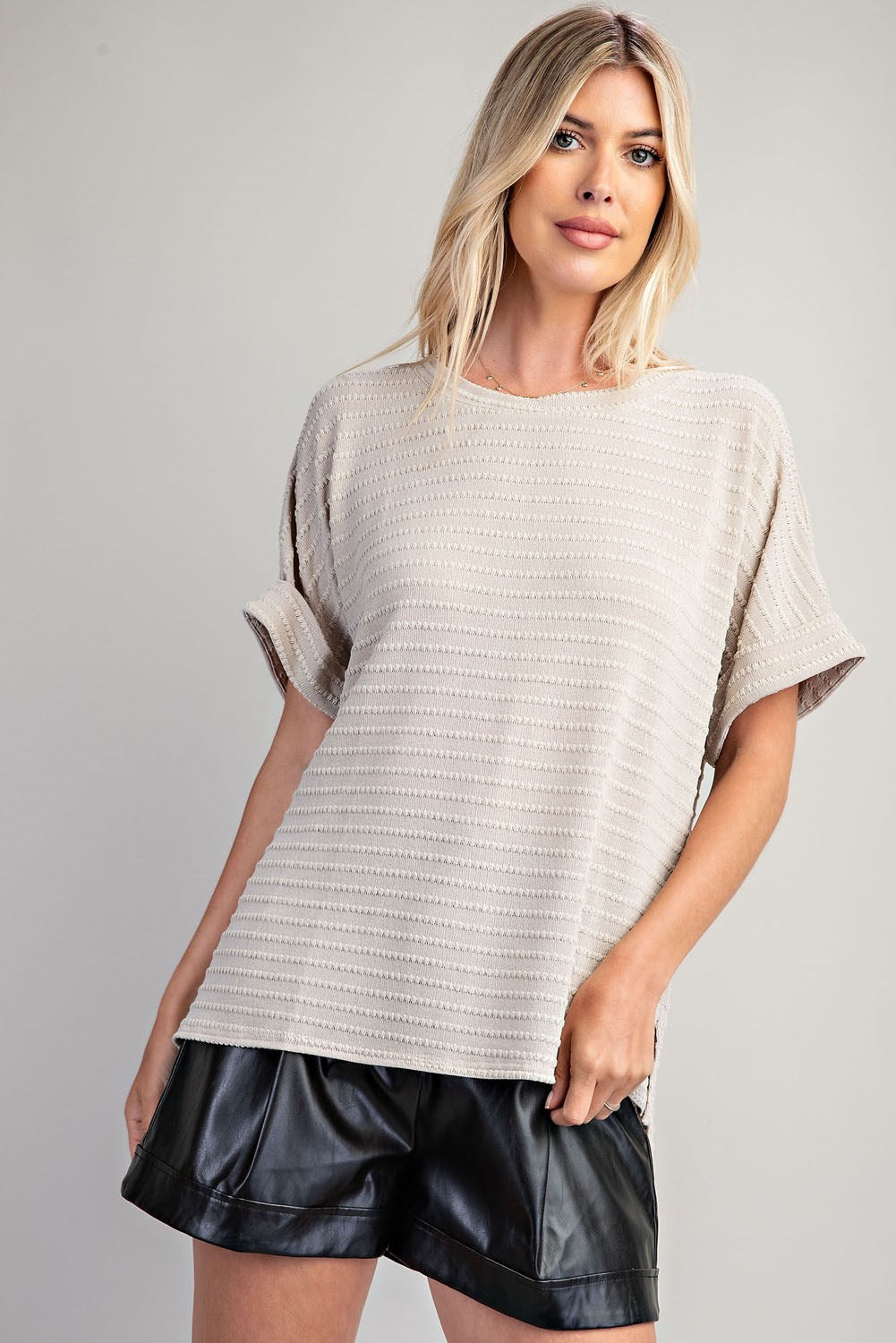 Cream textured knit top