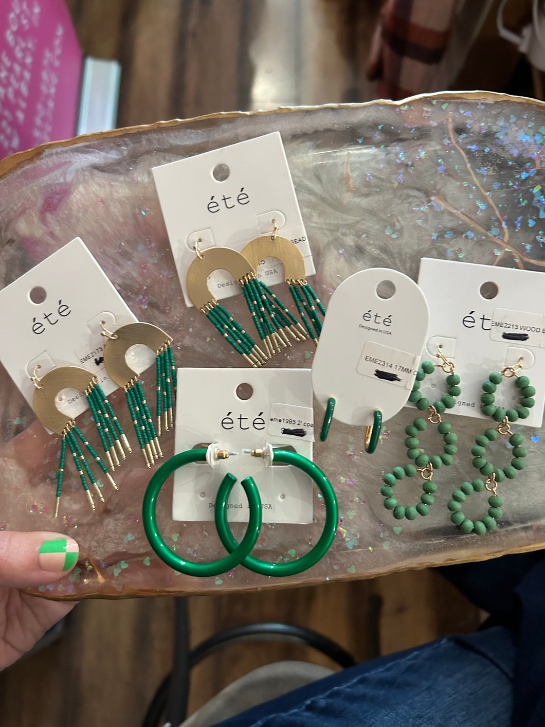 Green game day earrings