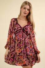 Load image into Gallery viewer, VD33957-Lacetrim Detail Printed Holiday Mini Dress
