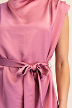 Load image into Gallery viewer, Mock Neck Waist Tie Sleeveless Mini Dress
