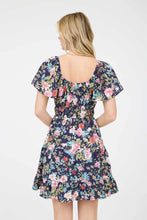 Load image into Gallery viewer, FLORAL FRONT TIE SCOOP NECK TIERED MINI DRESS
