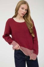 Load image into Gallery viewer, CONTRAST STRIPE HEM LONG SLEEVE KNIT SWEATER

