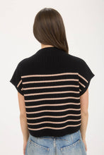 Load image into Gallery viewer, STRIPE MOCK NECK SHORT SLEEVE KNIT SWEATER
