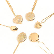 Load image into Gallery viewer, 18K Gold PVD Stainless Steel Textured Oval Locket Pendant
