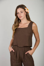 Load image into Gallery viewer, TEXTURED SQUARE NECK BACK BUTTON TANK TOP
