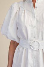Load image into Gallery viewer, Short-Sleeve Button-Front Belted Mini Dress
