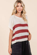 Load image into Gallery viewer, STRIPED DOLMAN SHORT SLEEVE BOXY SWEATER KNIT TOP
