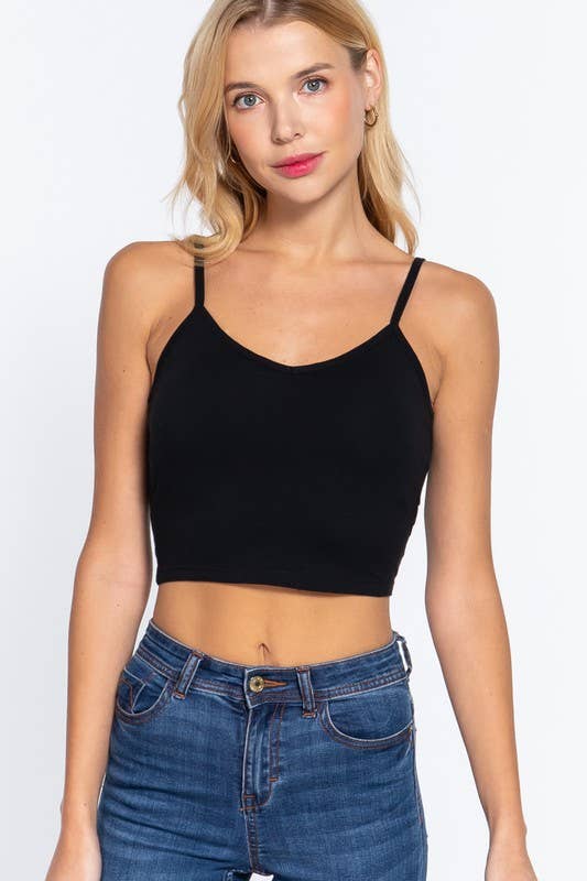 V-neck W/removable Bra Cup Cotton Spandex Cami