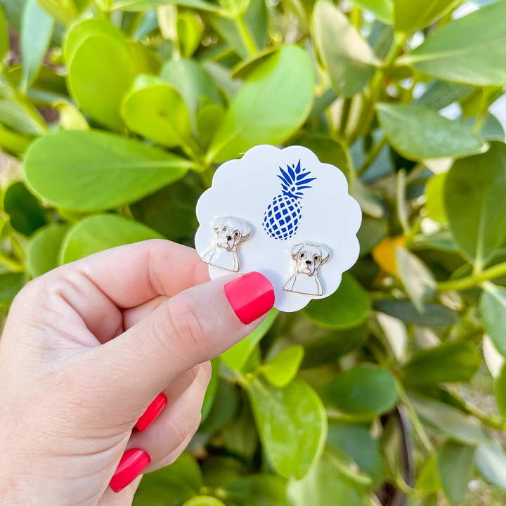 Boxer Pet Enamel Stud Earrings