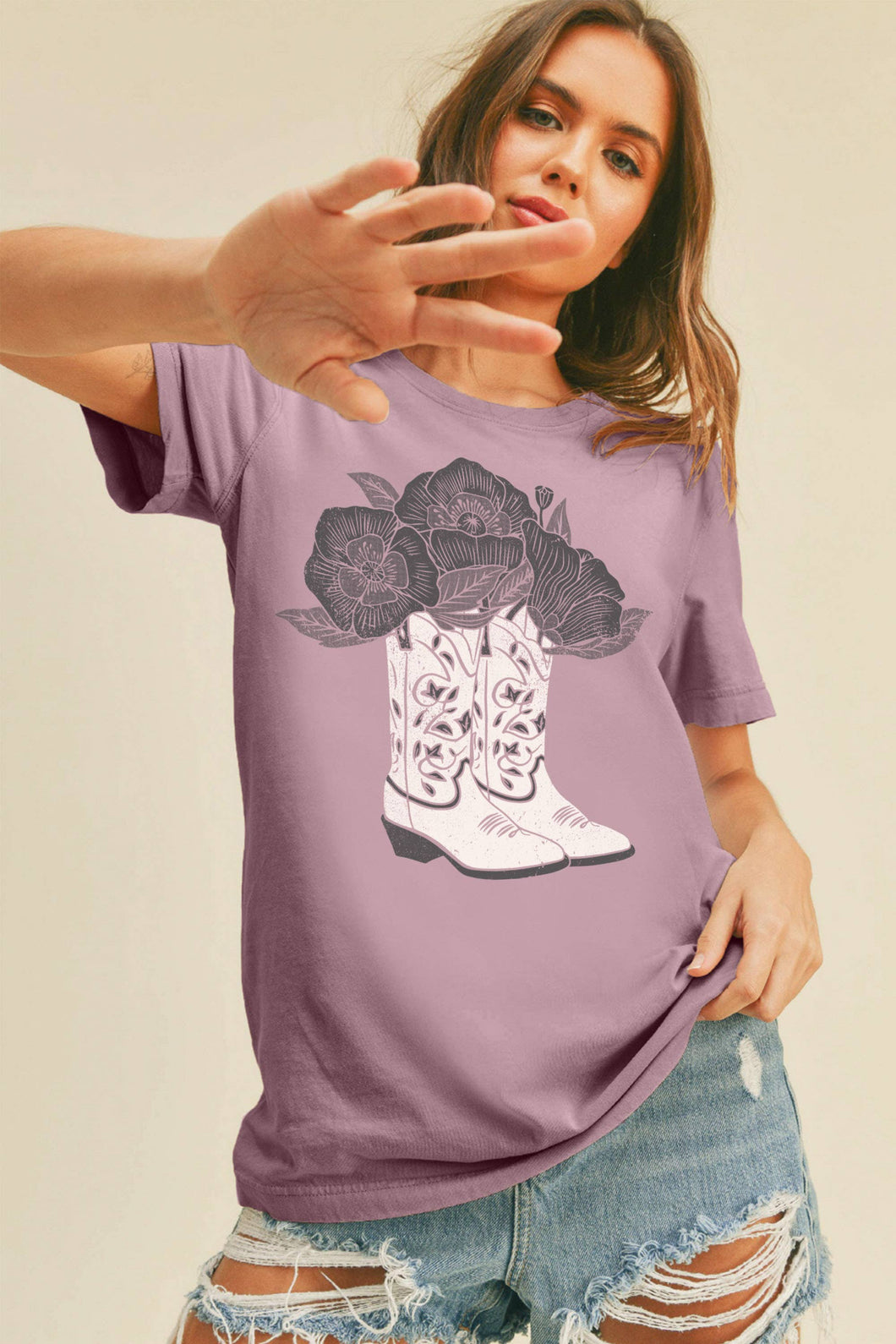 Cowboy Boots Flower Graphic Tee