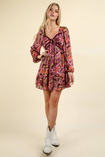 Load image into Gallery viewer, VD33957-Lacetrim Detail Printed Holiday Mini Dress
