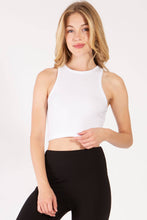 Load image into Gallery viewer, Solid color cotton spandex high neck cropped basic tank top
