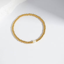 Load image into Gallery viewer, 18K Gold PVD Stainless Steel Stretch Bracelet with Pearl
