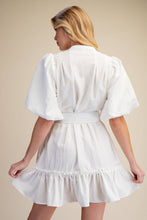 Load image into Gallery viewer, Short-Sleeve Button-Front Belted Mini Dress
