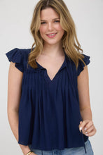 Load image into Gallery viewer, FRONT TIE PLEATED RUFFLE SLEEVE BLOUSE
