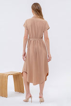 Load image into Gallery viewer, COLLARED BUTTON DOWN BELTED MIDI DRESS
