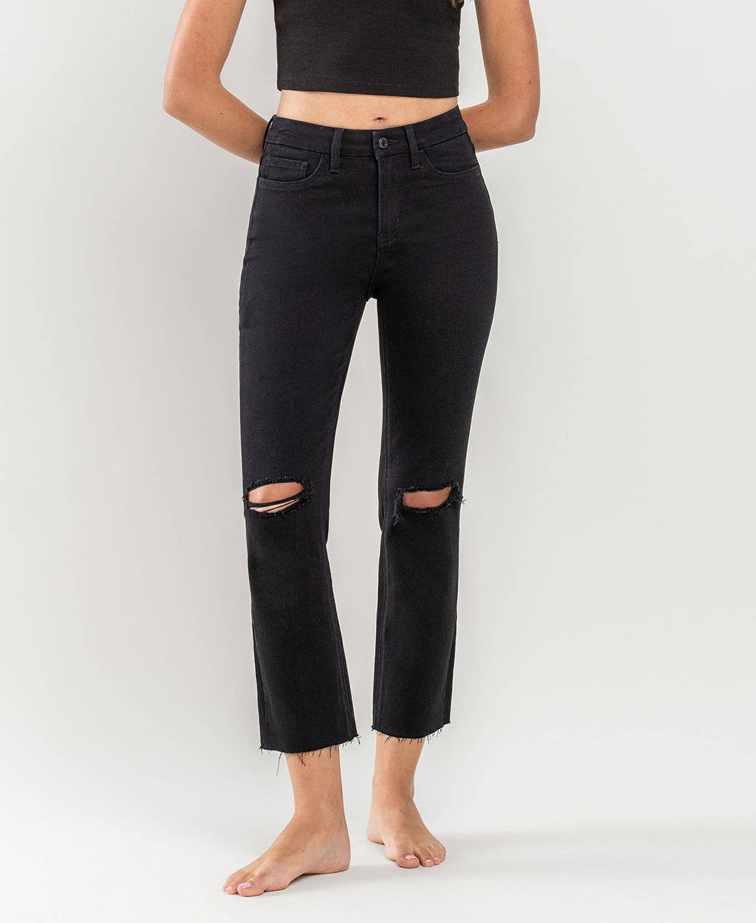 HIGH RISE CROP SLIM STRAIGHT JEANS T5993