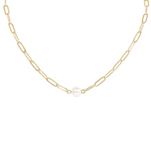 Load image into Gallery viewer, Stainless Steel / Gold Paperclip Necklace With Pearl
