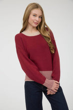 Load image into Gallery viewer, CONTRAST STRIPE HEM LONG SLEEVE KNIT SWEATER
