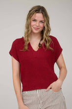 Load image into Gallery viewer, SPLIT NECK SHORT SLEEVE KNIT PULLOVER
