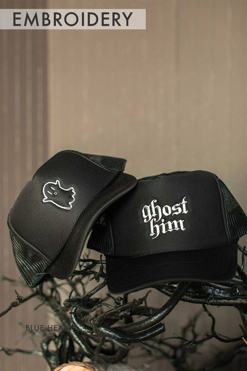 Embroidery Kids or Adults Halloween Ghost Trucker Hat