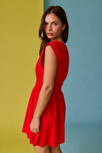 Load image into Gallery viewer, Smocked Waist Sculpted Shoulder Mini Dress
