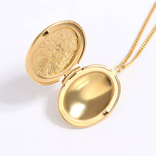Load image into Gallery viewer, 18K Gold PVD Stainless Steel Textured Oval Locket Pendant
