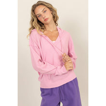 Load image into Gallery viewer, DZ25A136-RELAXED FIT NOTCH NECK RIBBED HOODIE
