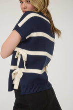 Load image into Gallery viewer, STRIPE SIDE TIE SHORT SLEEVE KNIT SWEATER (PRE-ORDER)
